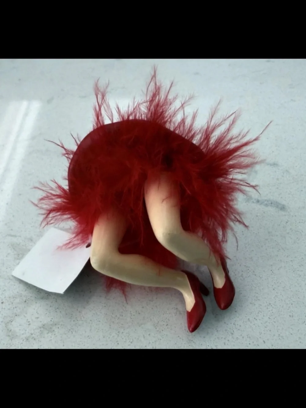 Novelty Wine Bottle Stopper Legs Red Stiletto Heels & Feathers Cork New w/ Tags